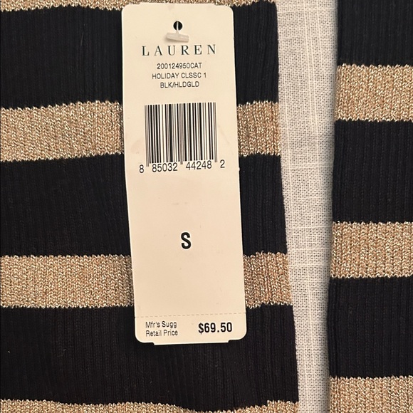 Ralph Lauren Black and Tan Striped Turtleneck Sweater - Picture 4 of 4